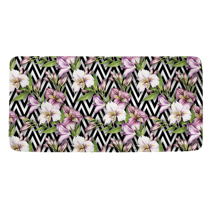 Purple Alstroemeria Zigzag Pattern Print Towel