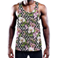 Purple Alstroemeria Zigzag Pattern Print Men's Workout Tank Top