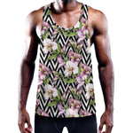 Purple Alstroemeria Zigzag Pattern Print Training Tank Top