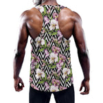 Purple Alstroemeria Zigzag Pattern Print Training Tank Top