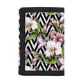 Purple Alstroemeria Zigzag Pattern Print Trifold Wallet