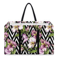 Purple Alstroemeria Zigzag Pattern Print Utility Tote Bag