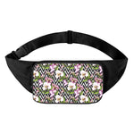 Purple Alstroemeria Zigzag Pattern Print Waist Bag