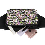 Purple Alstroemeria Zigzag Pattern Print Waist Bag