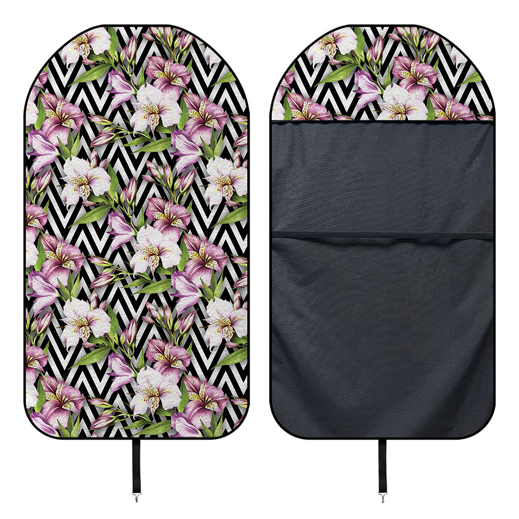 Purple Alstroemeria Zigzag Pattern Print Waterproof Car Seat Cover
