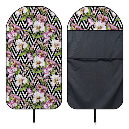 Purple Alstroemeria Zigzag Pattern Print Waterproof Car Seat Cover