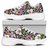 Purple Alstroemeria Zigzag Pattern Print White Chunky Shoes