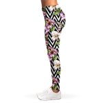 Purple Alstroemeria Zigzag Pattern Print Women's Leggings