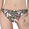 Purple Alstroemeria Zigzag Pattern Print Women's Thong