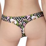 Purple Alstroemeria Zigzag Pattern Print Women's Thong