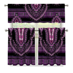 Purple And Black African Dashiki Print 3 Piece Kitchen Curtains