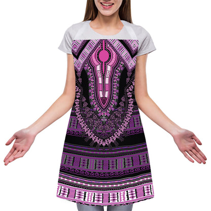 Purple And Black African Dashiki Print Adjustable Apron
