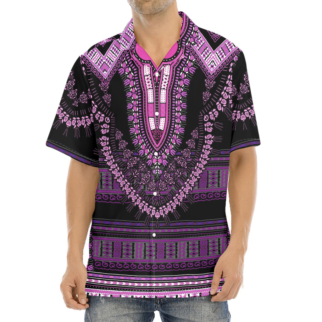 Purple And Black African Dashiki Print Aloha Shirt