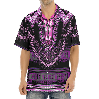 Purple And Black African Dashiki Print Aloha Shirt