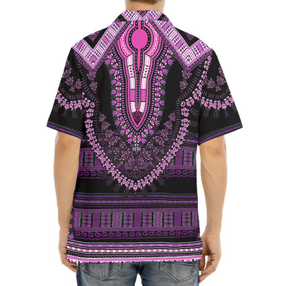 Purple And Black African Dashiki Print Aloha Shirt