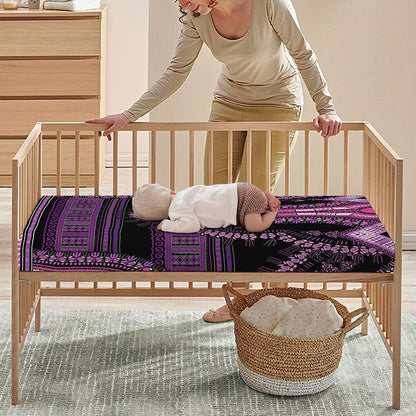 Purple And Black African Dashiki Print Baby Crib Sheet