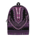 Purple And Black African Dashiki Print School Backpack