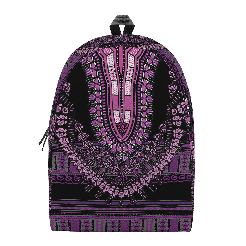 Purple And Black African Dashiki Print Backpack