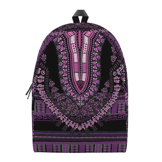 Purple And Black African Dashiki Print Backpack