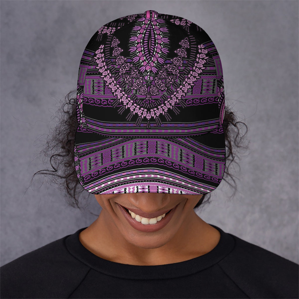 Purple And Black African Dashiki Print Baseball Cap