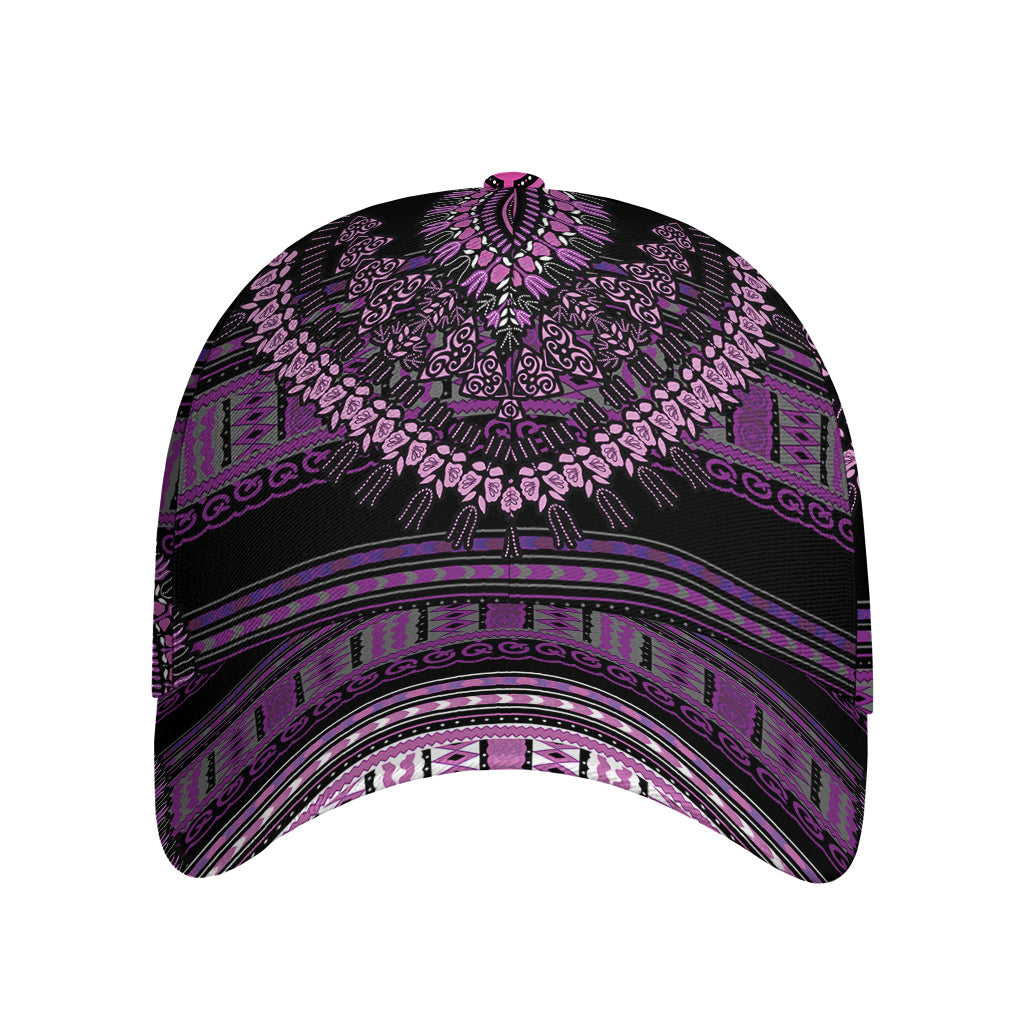 Purple And Black African Dashiki Print Baseball Cap