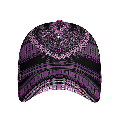 Purple And Black African Dashiki Print Baseball Cap