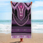 Purple And Black African Dashiki Print Beach Towel
