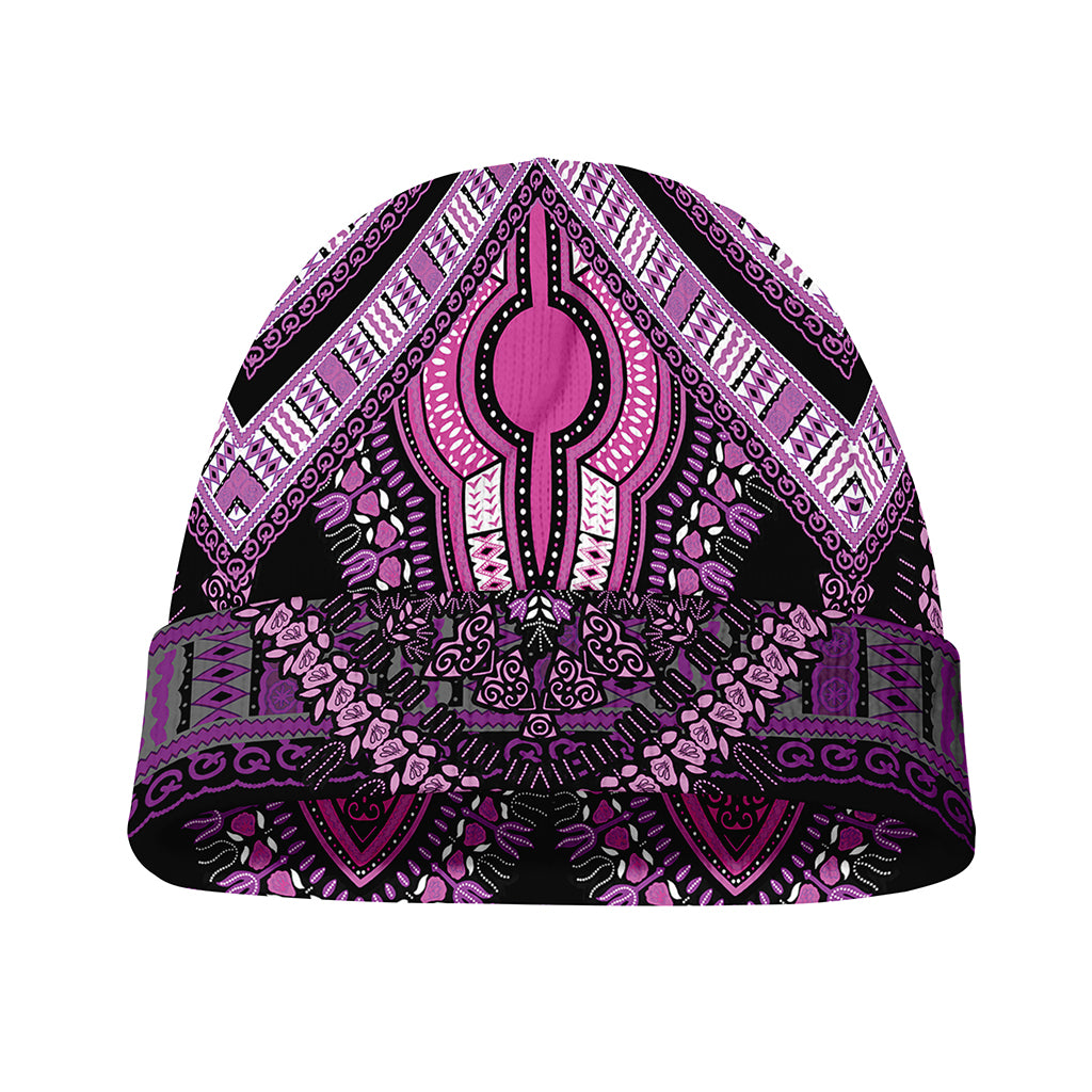 Purple And Black African Dashiki Print Beanie