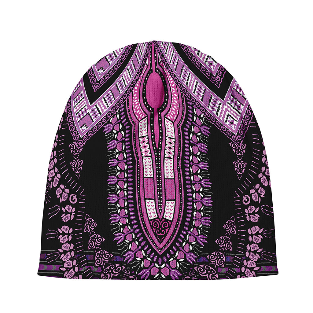 Purple And Black African Dashiki Print Beanie