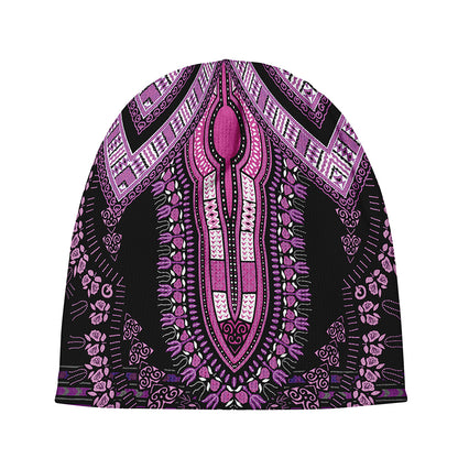 Purple And Black African Dashiki Print Beanie