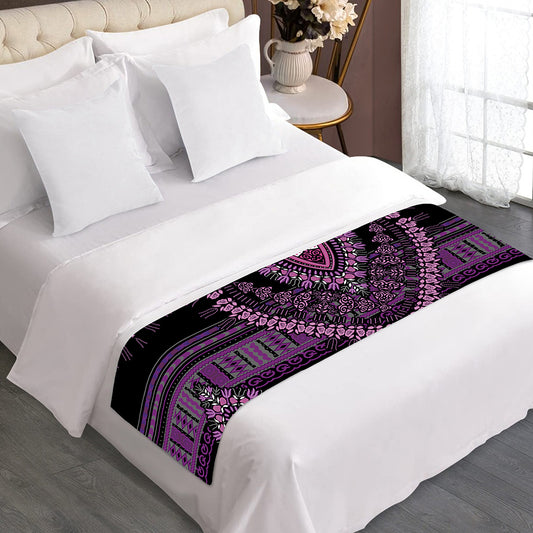 Purple And Black African Dashiki Print Bed Runner