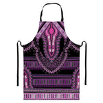 Purple And Black African Dashiki Print Bib Apron With Pocket