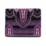 Purple And Black African Dashiki Print Bifold Wallet