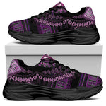 Purple And Black African Dashiki Print Black Chunky Shoes