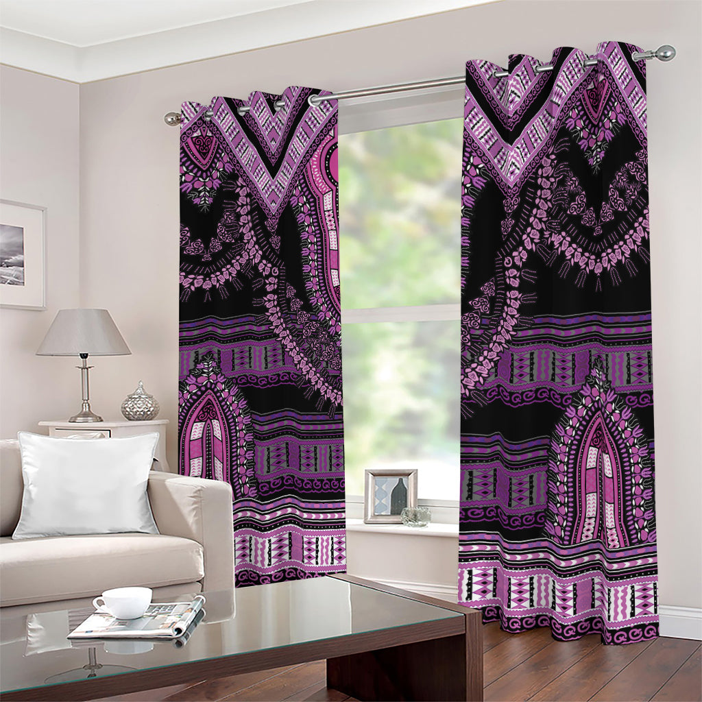 Purple And Black African Dashiki Print Blackout Grommet Curtains