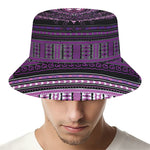Purple And Black African Dashiki Print Bucket Hat