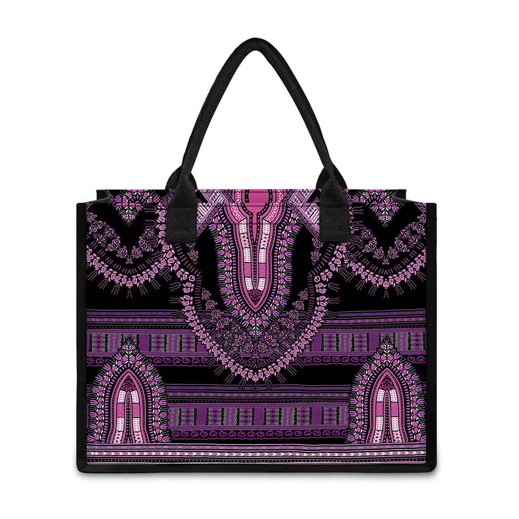 Purple And Black African Dashiki Print Canvas Tote Bag
