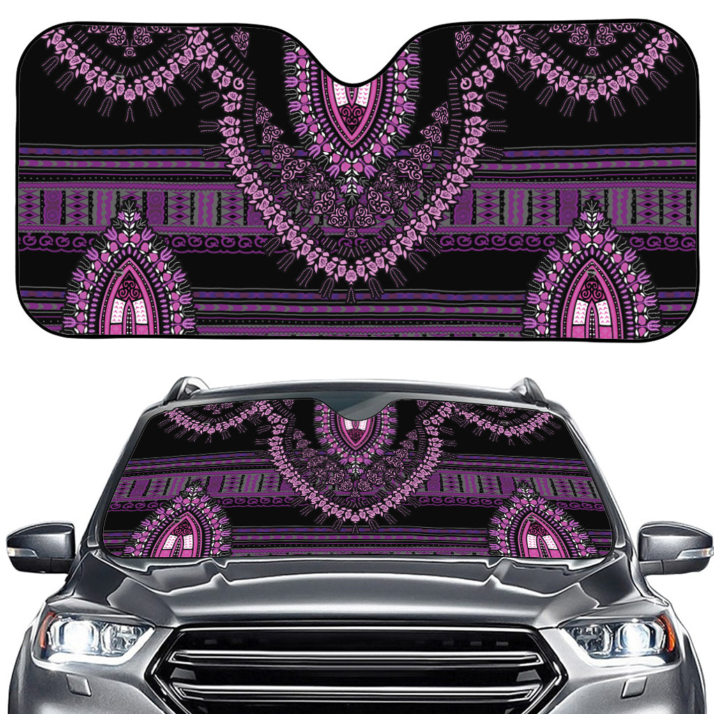 Purple And Black African Dashiki Print Car Windshield Sun Shade