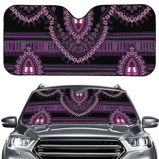 Purple And Black African Dashiki Print Car Windshield Sun Shade