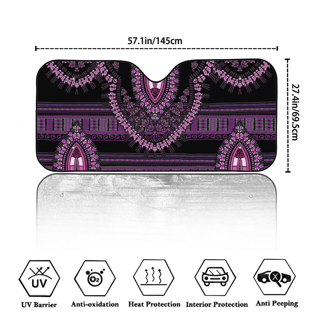 Purple And Black African Dashiki Print Car Windshield Sun Shade