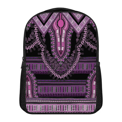 Purple And Black African Dashiki Print Casual Backpack