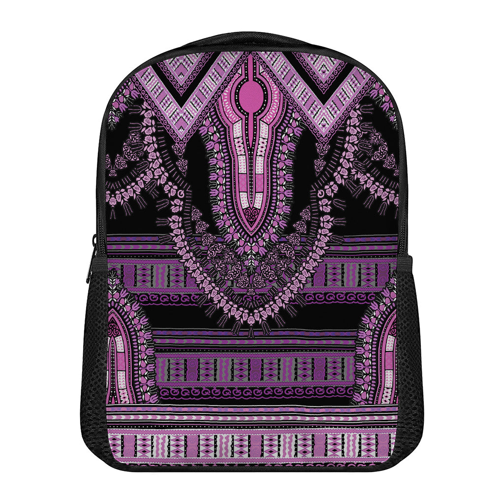 Purple And Black African Dashiki Print Casual Backpack