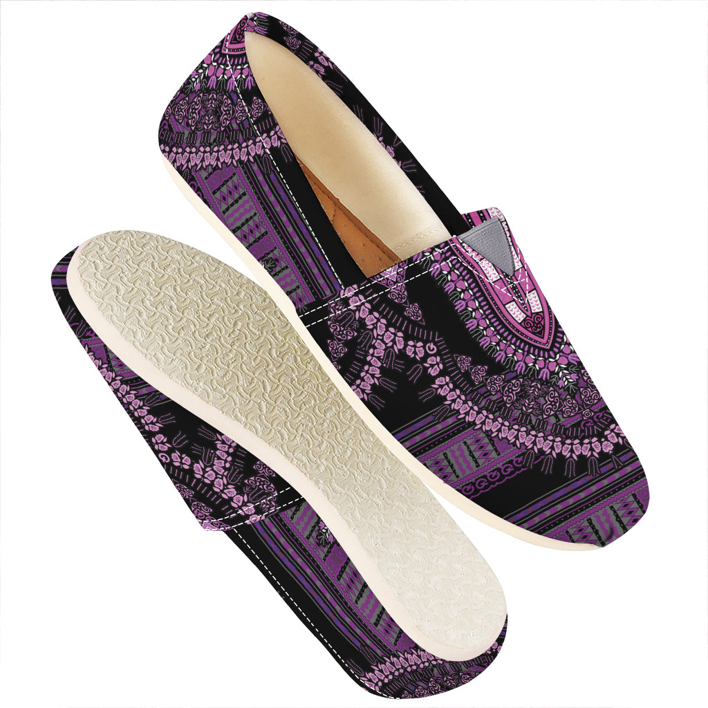 Purple And Black African Dashiki Print Casual Shoes