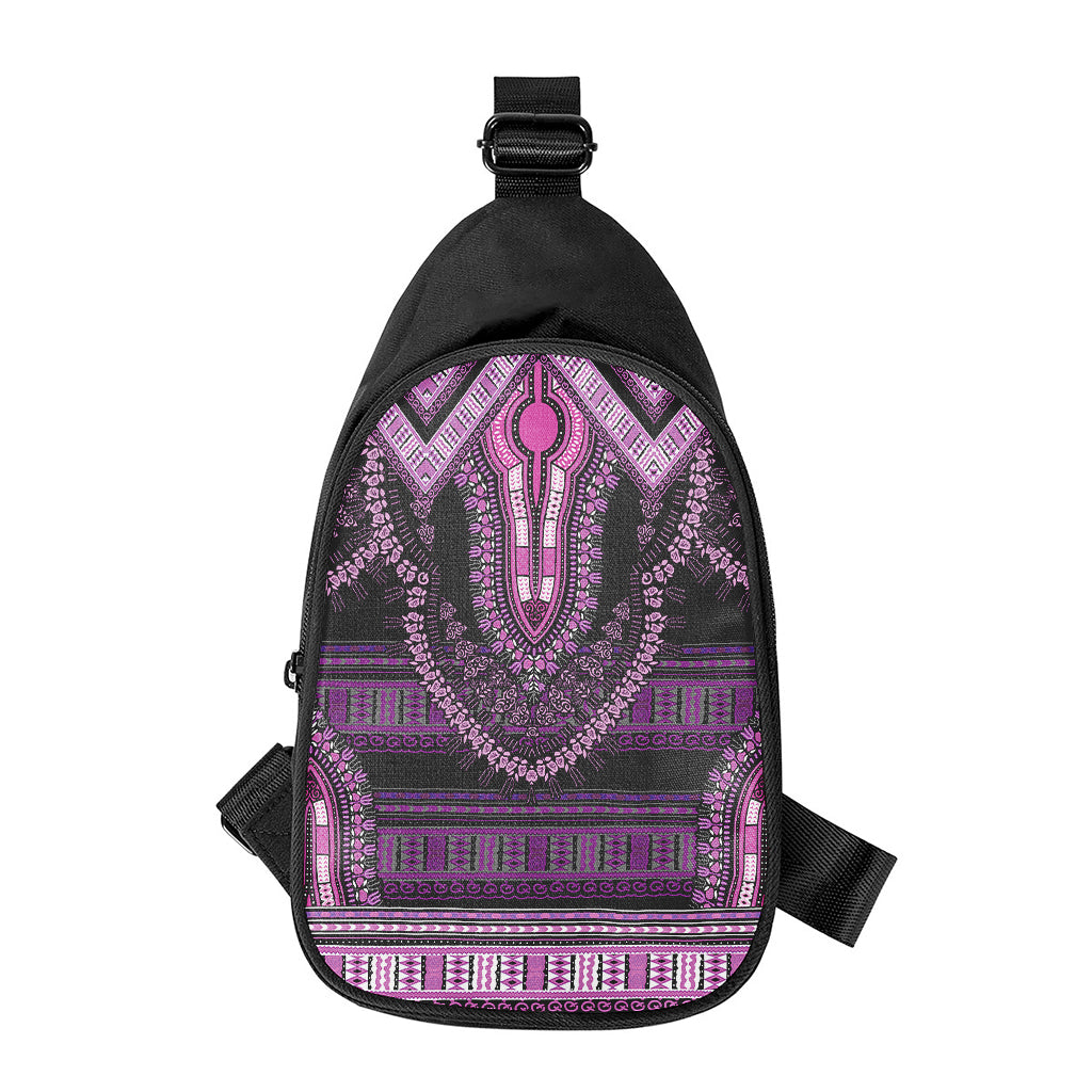 Purple And Black African Dashiki Print Chest Bag