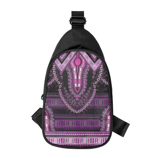 Purple And Black African Dashiki Print Chest Bag