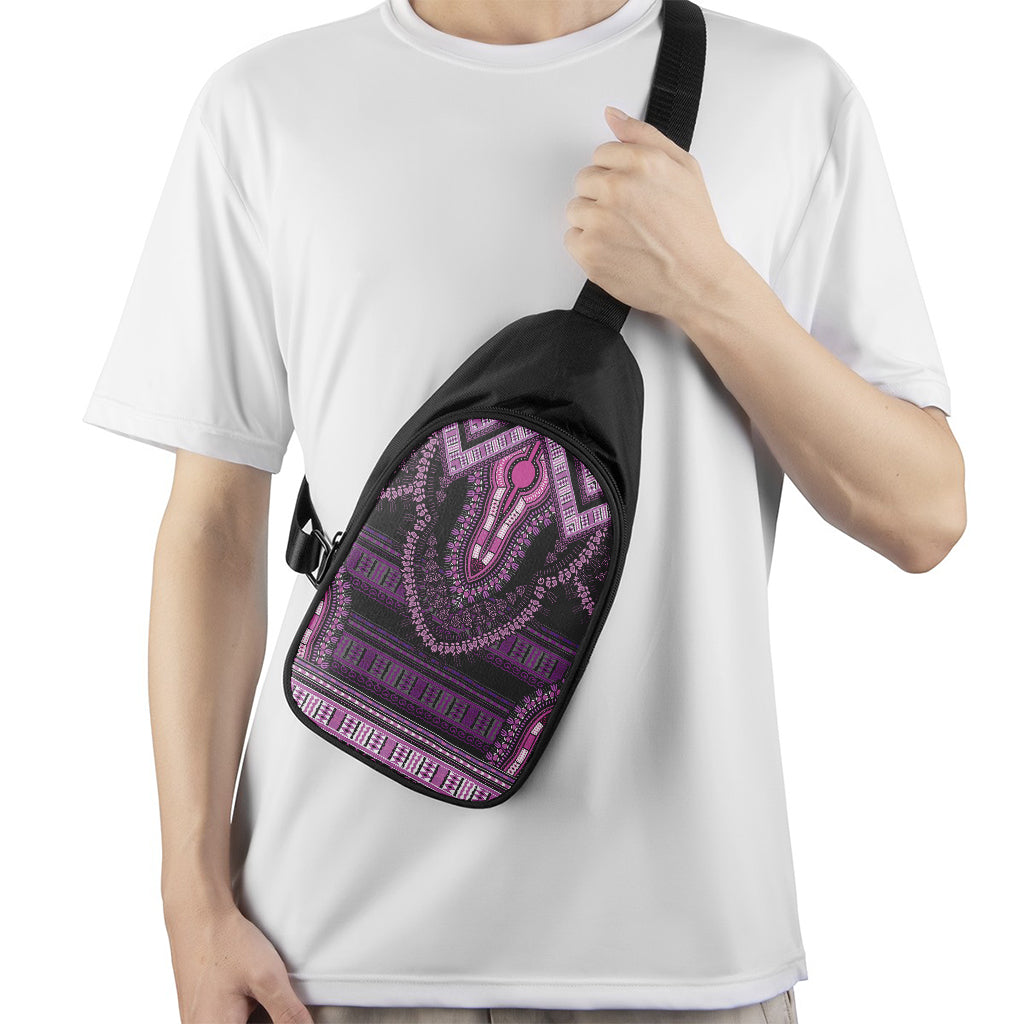 Purple And Black African Dashiki Print Chest Bag