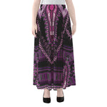 Purple And Black African Dashiki Print Chiffon Maxi Skirt