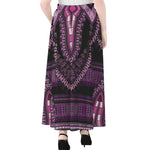 Purple And Black African Dashiki Print Chiffon Maxi Skirt