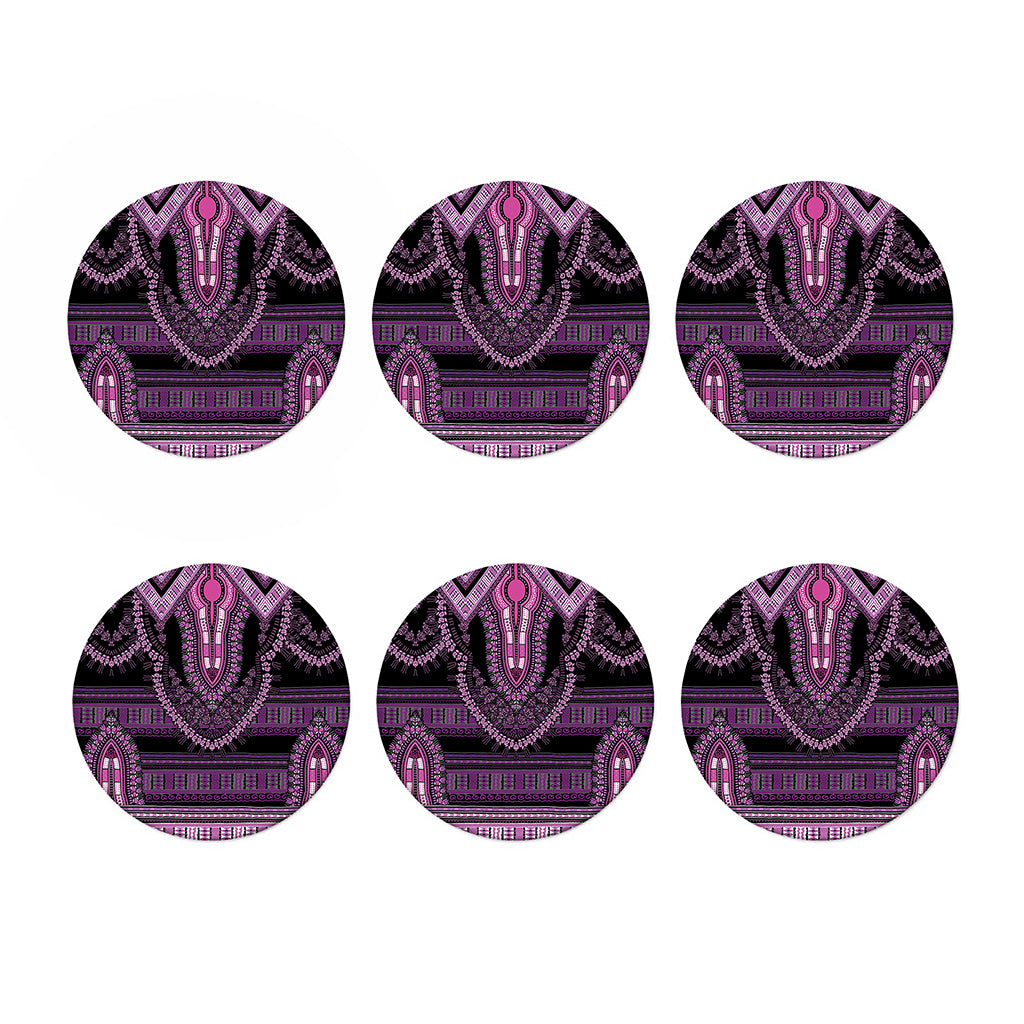 Purple And Black African Dashiki Print Coaster Set