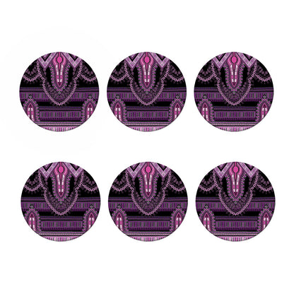 Purple And Black African Dashiki Print Coaster Set